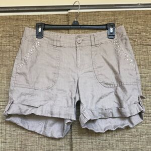 INC linen shorts color taupe
